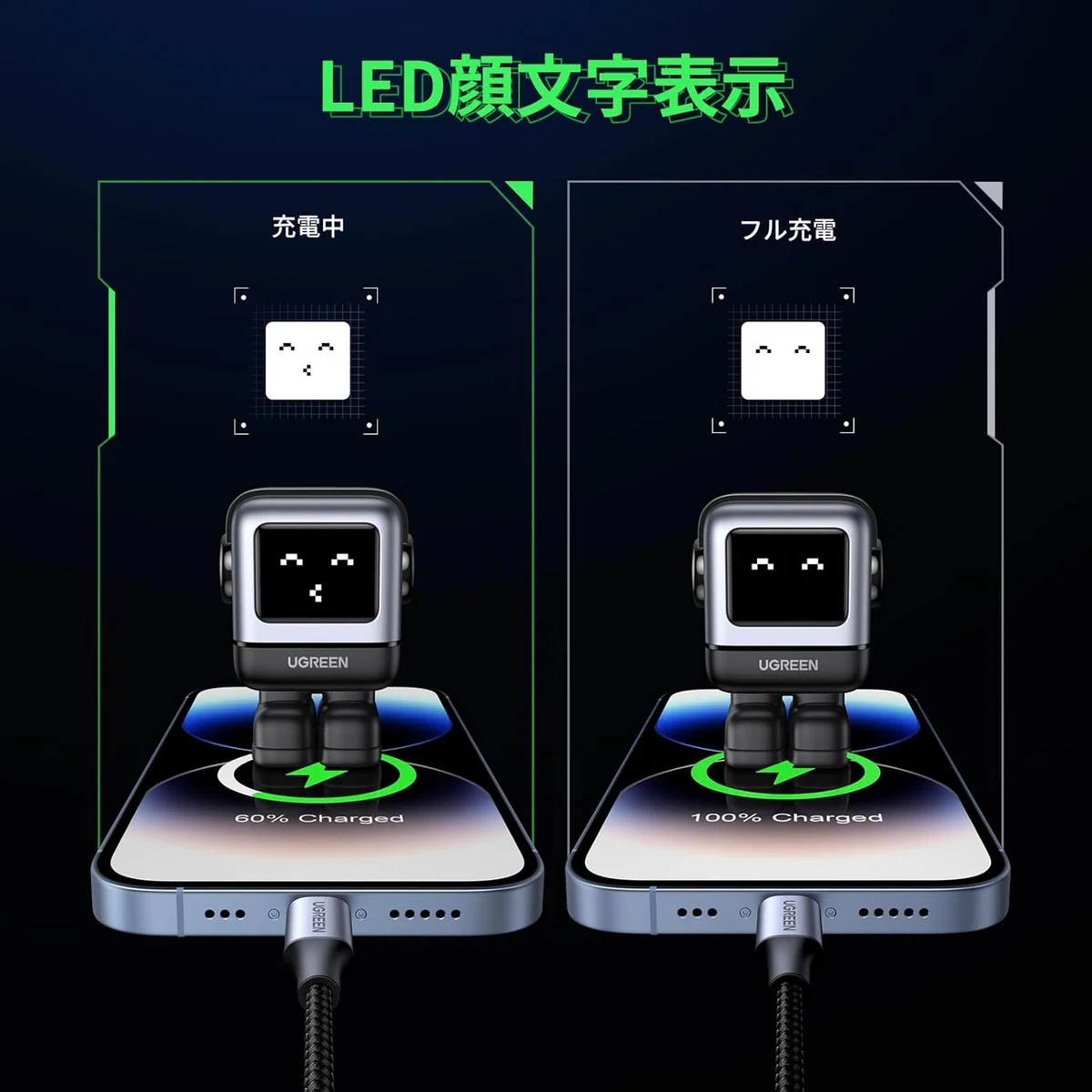 가젯 소개★너무 귀여운 충전기가 등장![UGREEN Uno 30W]표정으로 충전 상태를 알 수 있는 로봇형 충전기｜くろまめ ...