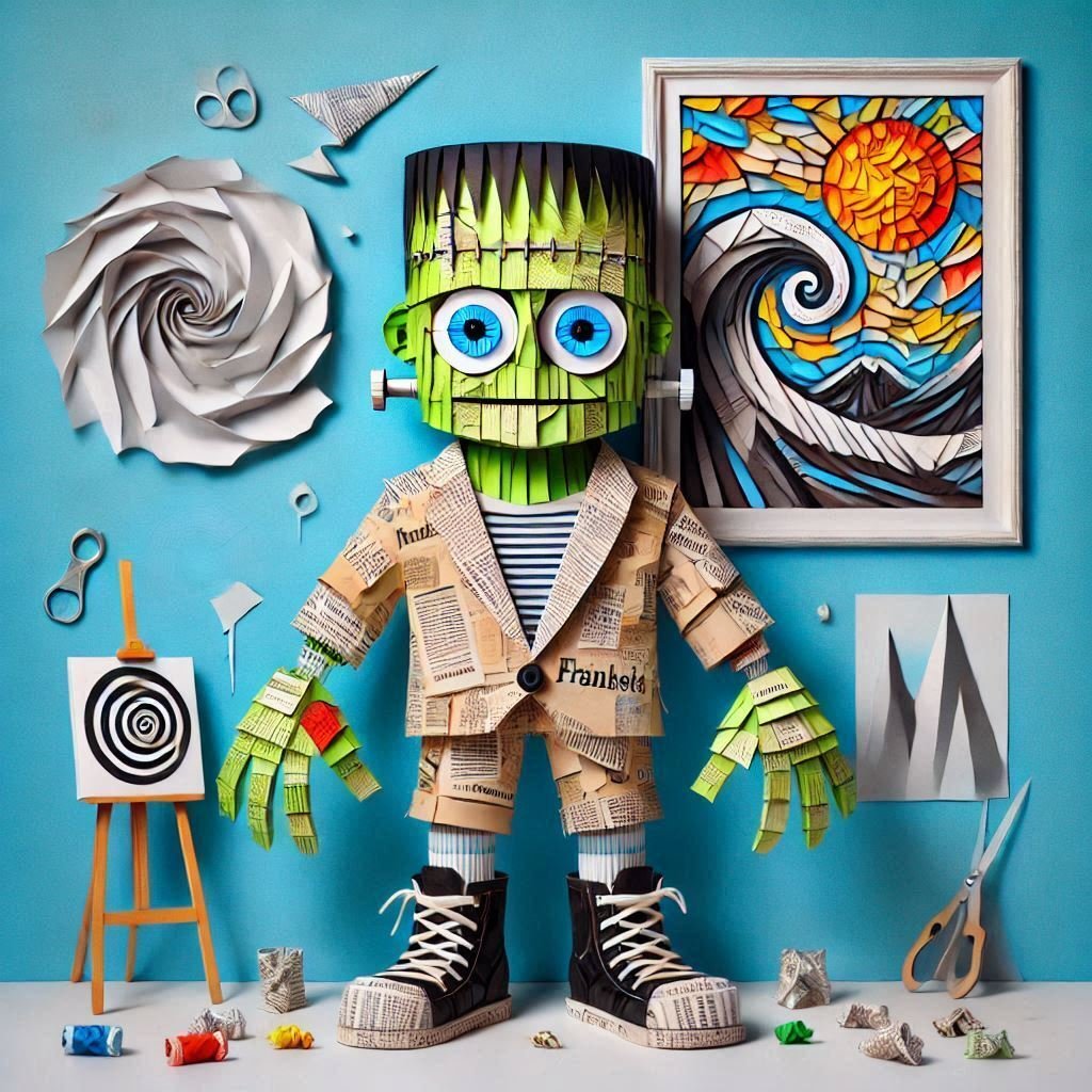 立体コラージュ de フランケン、美術館 @Image Creator