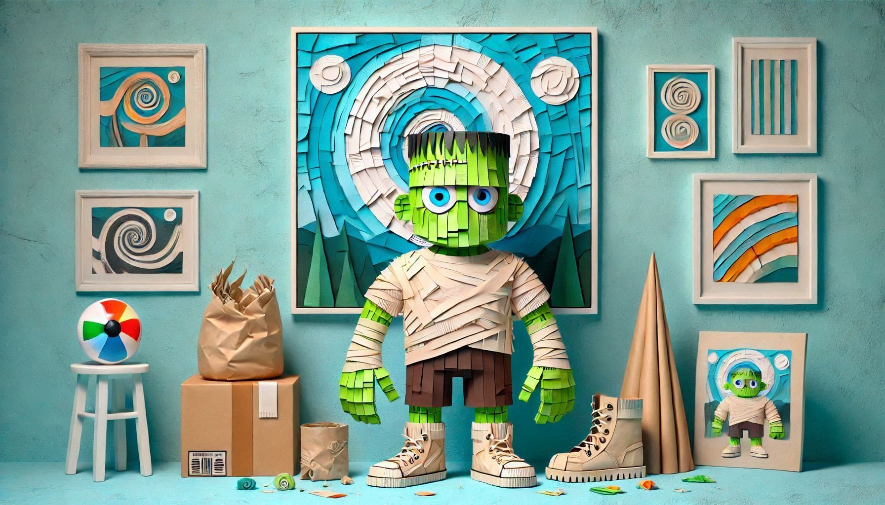 立体コラージュ de フランケン、美術館 @Image Creator