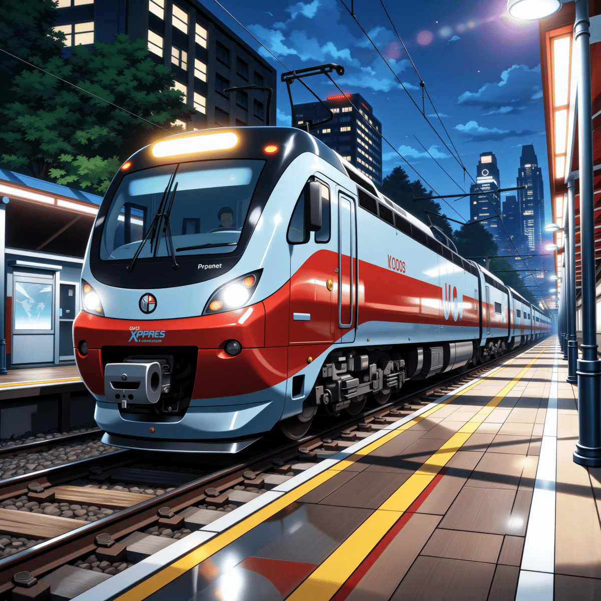 Original anime illustration of an express train