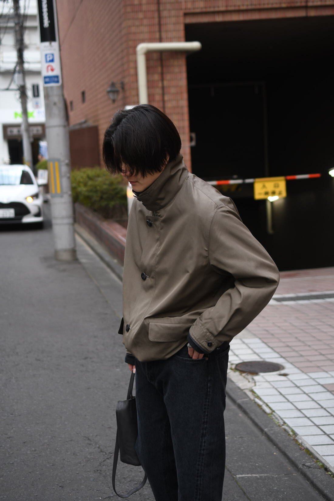 ジャケット・アウター Cale Silk Military Blouson Khaki Cale 