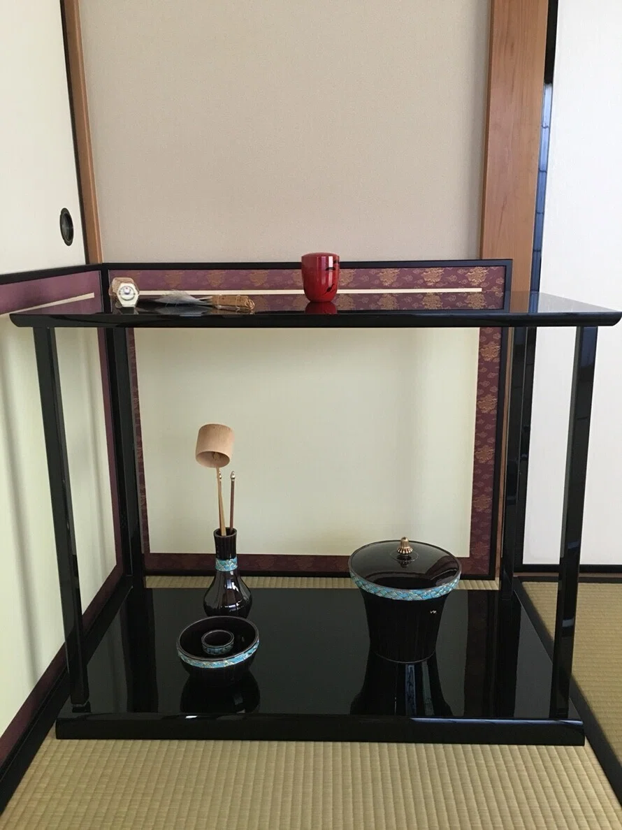 茶道具 真台子 真塗 （茶道具『木製真塗台子 組立式』真台子 献茶式 