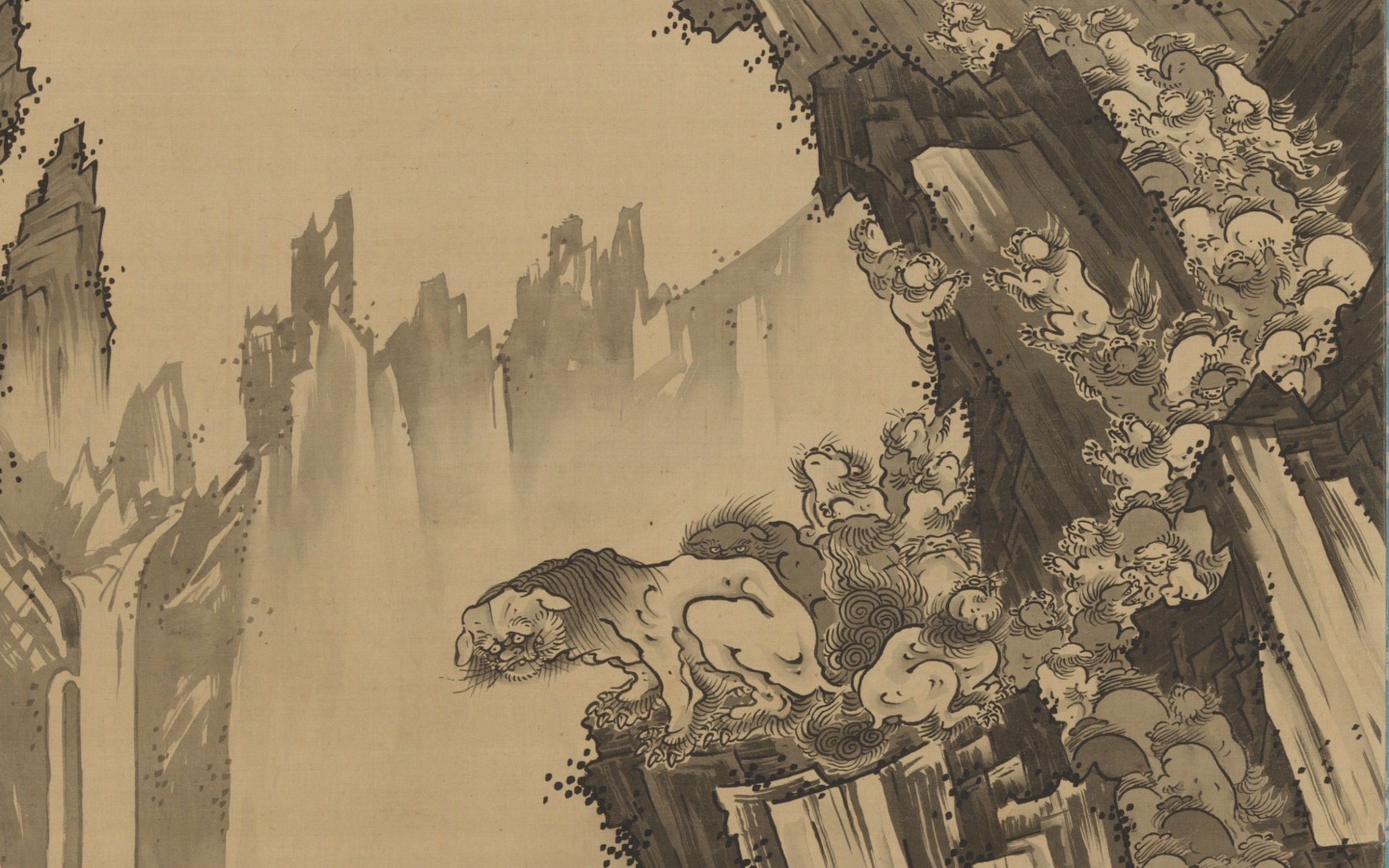 【模写】【伝来】n2231〈曽我蕭白〉鶴人物図 江戸時代 奇想の画家 曽我蕭白 奇想ここに極まれり（愛知県美術館）｜美術手帖