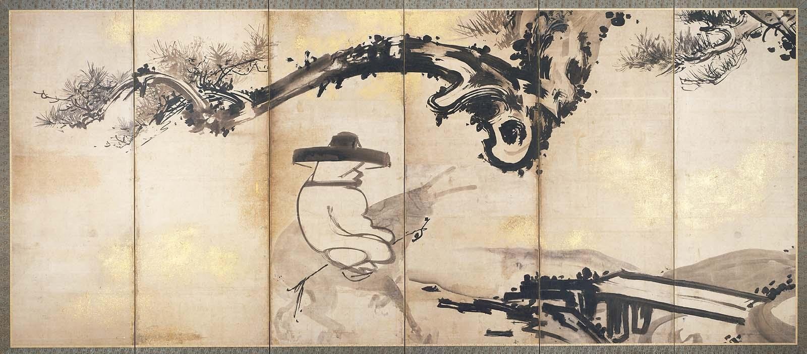 曾我蕭白(曽我蕭白) 朱印 [ 暉一 ] 鷹と蘭図