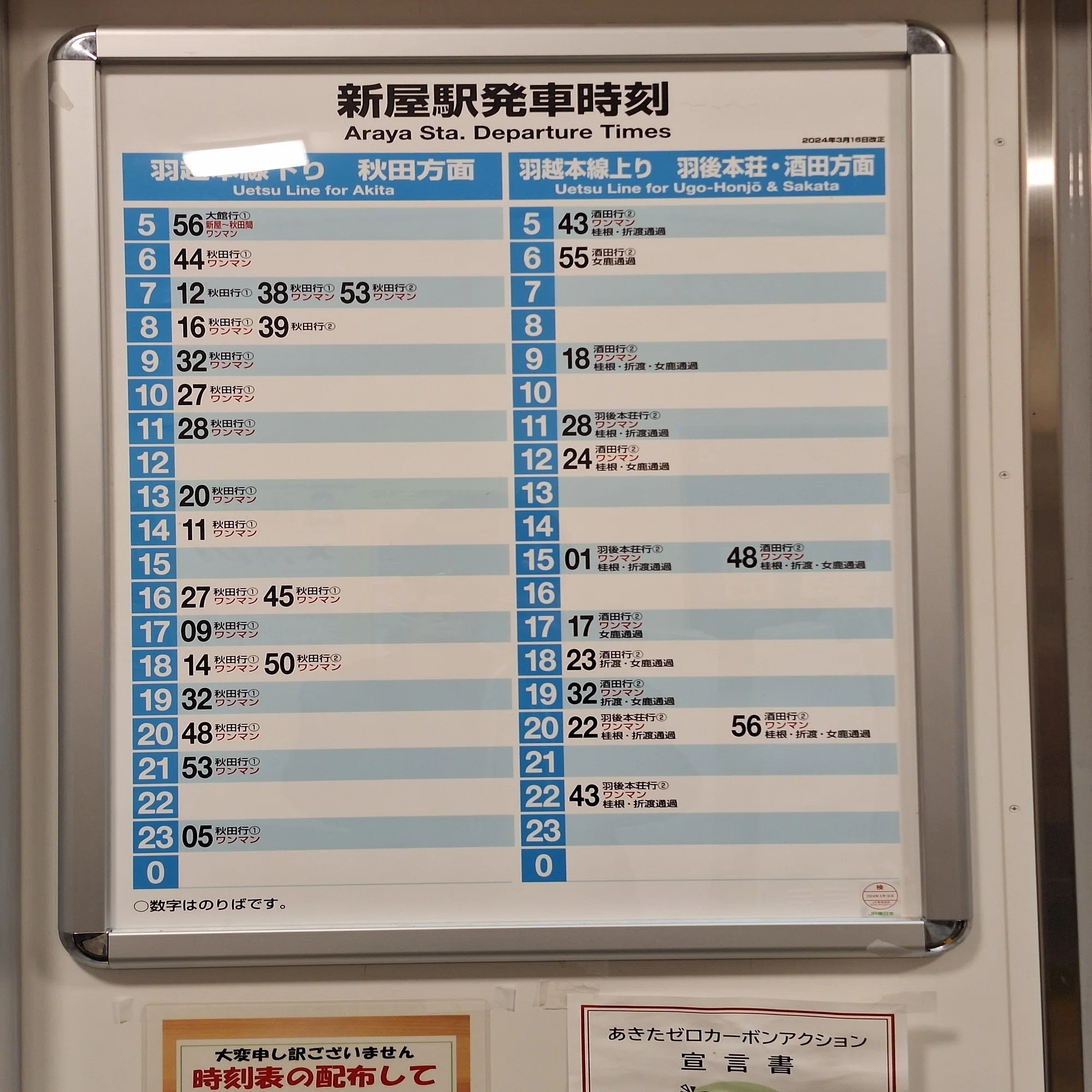 新屋 駅 から 秋田 駅