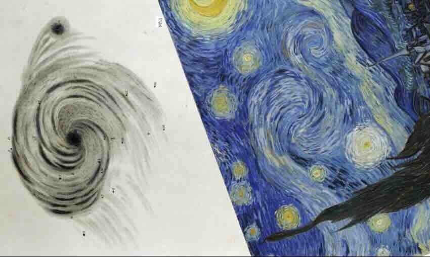 星月夜さんページ ゴッホの見た星空（38） 《星月夜》の渦巻が渦巻銀河M51なら