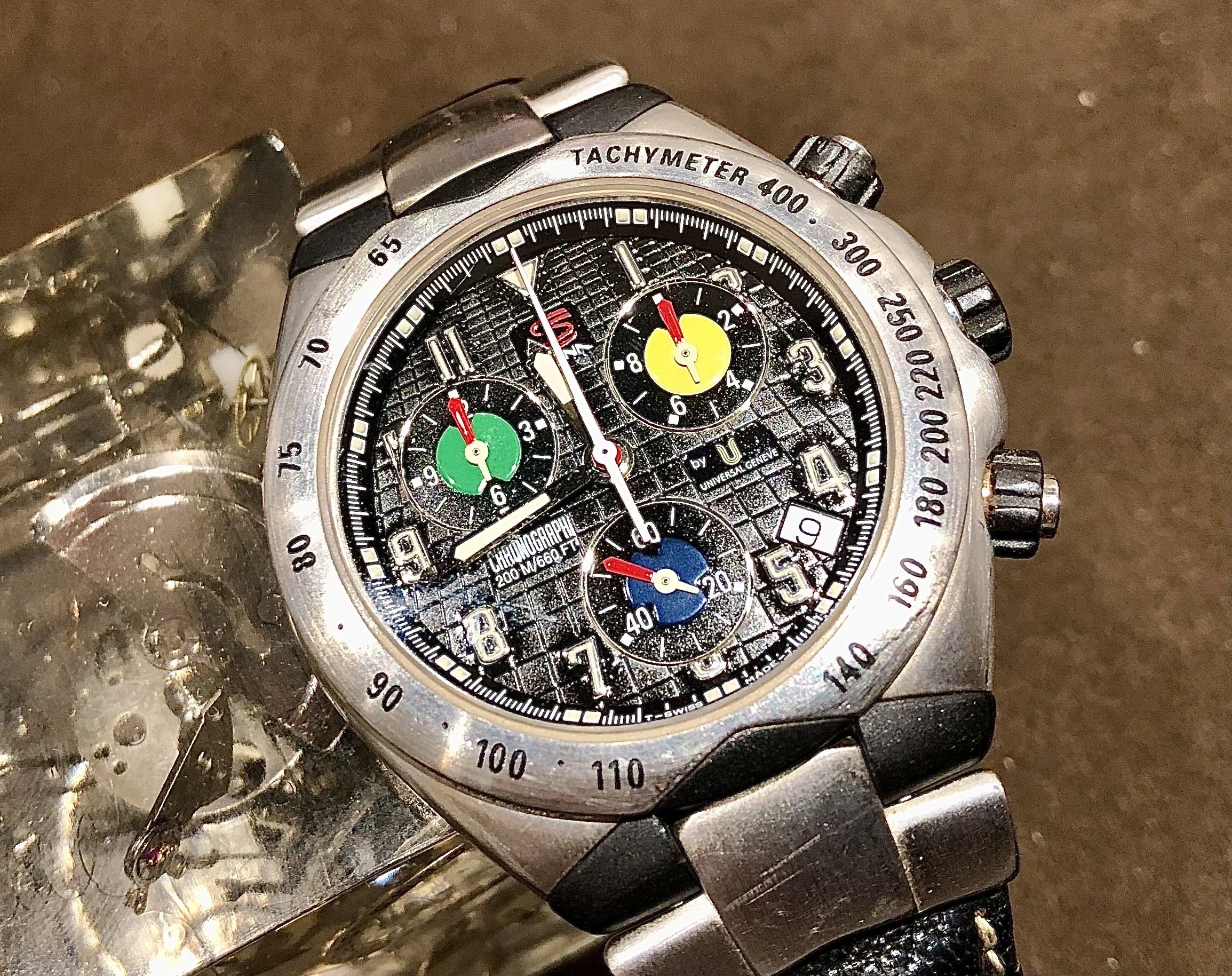 ユニバーサルジュネーブ メンズ腕時計 クオーツ 電池交換済み ベルト