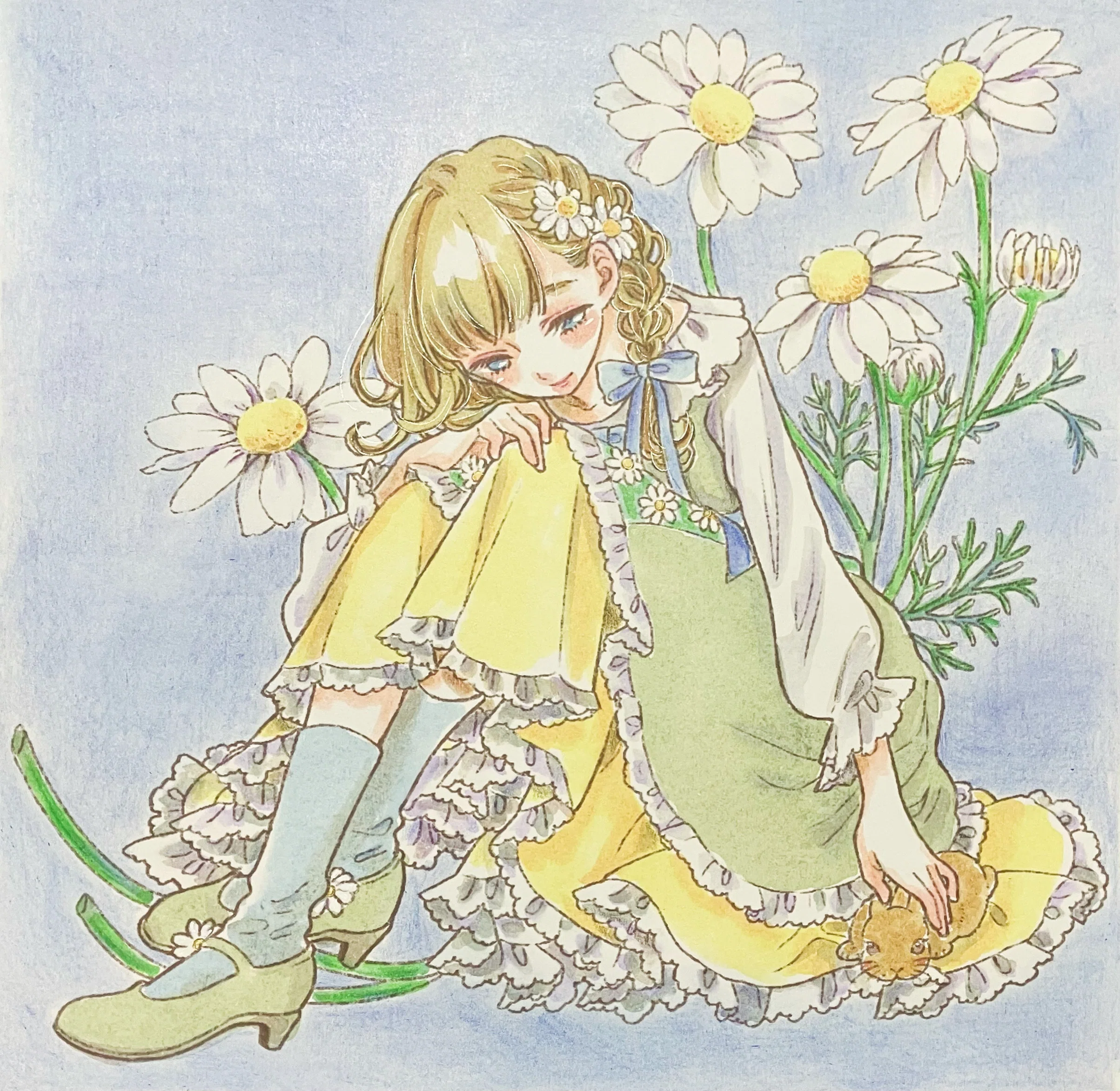 友風子 花笑み可憐な少女と美しい花のぬり絵｜えいみ
