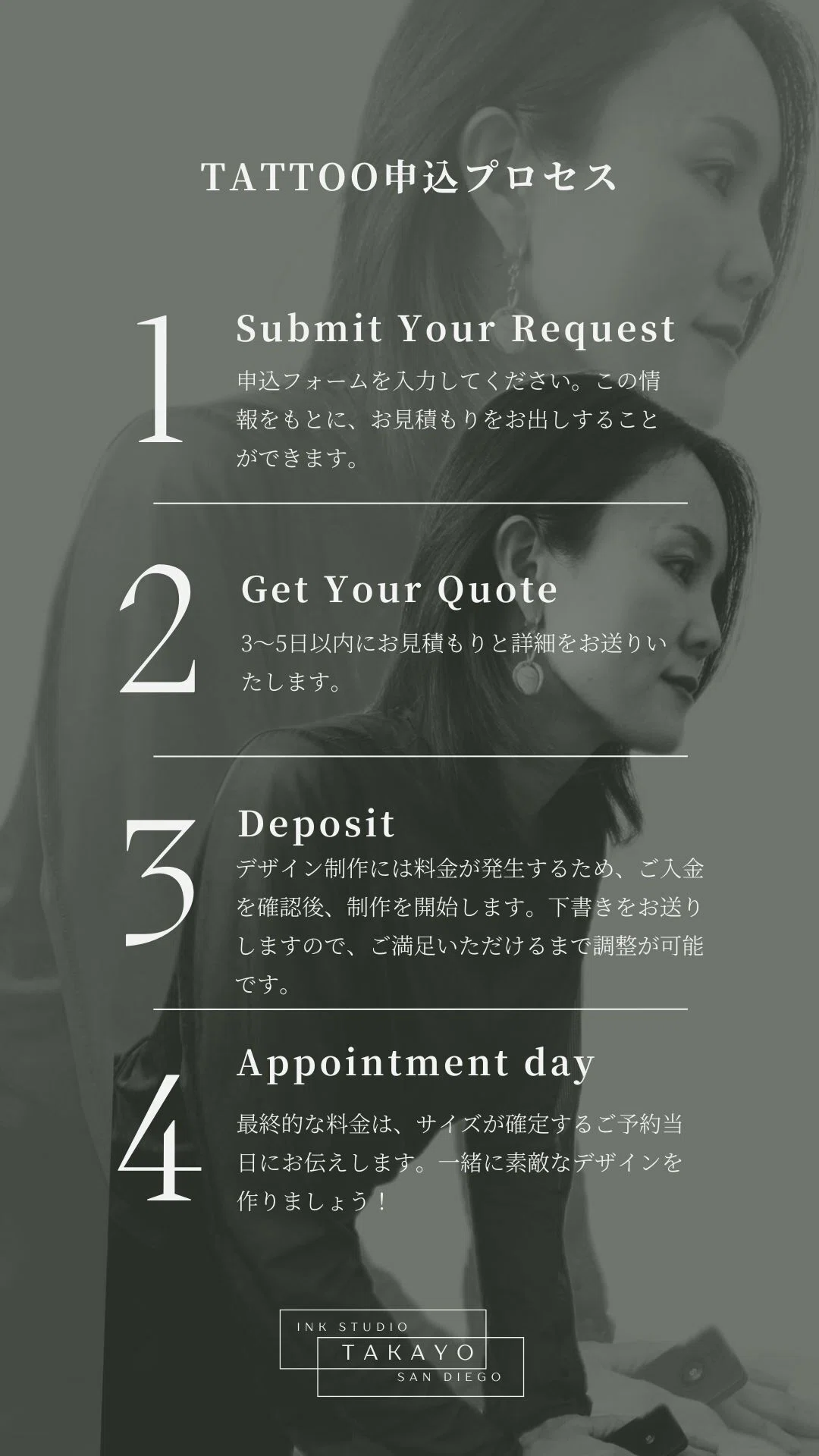 Fine Line Tattoo Booking Process｜サンディエゴ タトゥーアーティスト タカヨ