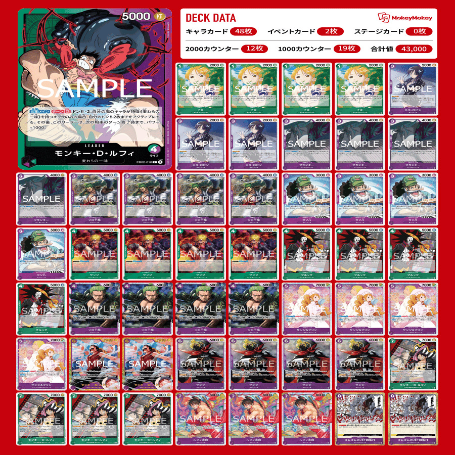 遊*歩様 ワンピースカード 緑紫ルフィ デッキ ※おまけ付 緑紫)モンキー・D・ルフィ − FEATURE｜ONE PIECEカードゲーム公式
