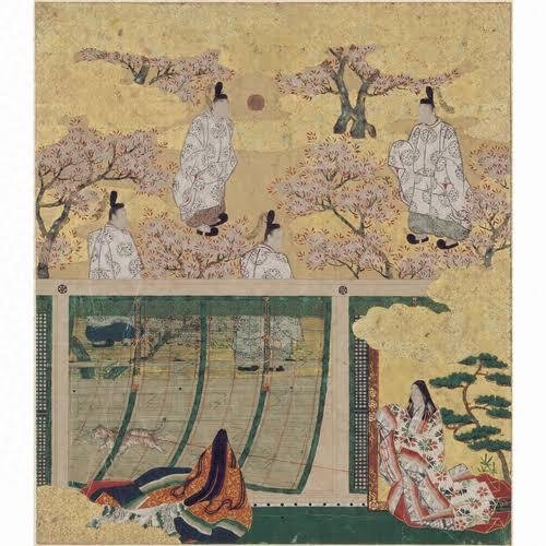 源氏色紙絵 肉筆 金箔 土佐派 江戸初期