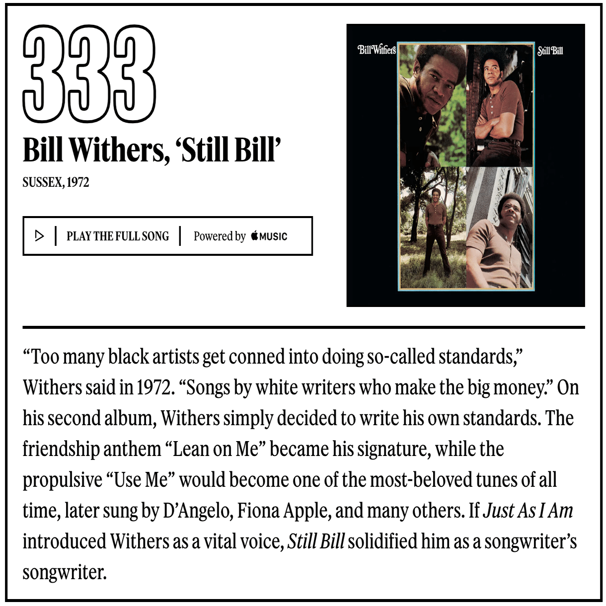 Bill Withers 『Still Bill』 特殊見開きジャケット Bill Withers