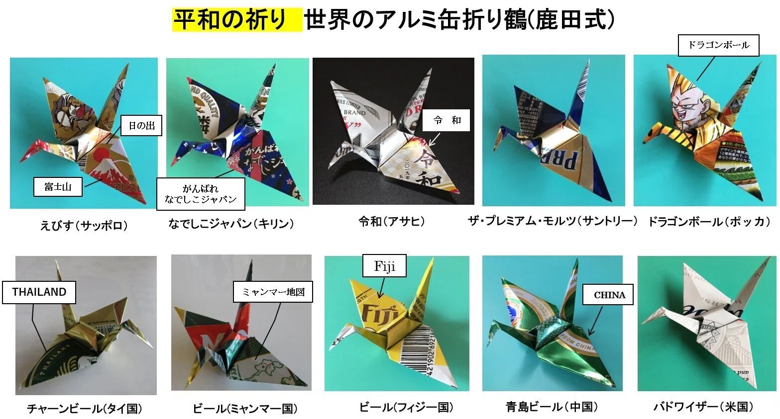 折り鶴』は『平和のシンボル』と考えられ、多くの国々で平和を願って作