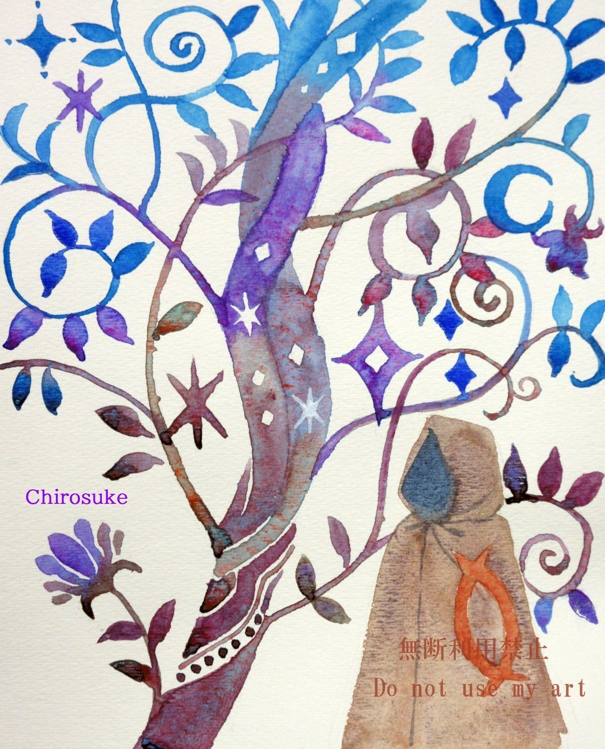 水彩画 アオサギ と最近描いたいろいろ｜ちろ