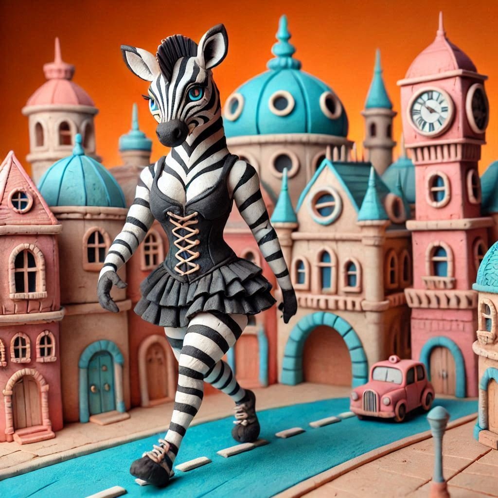 シマウマ de 道、二足歩行 @Image Creator & ImageFX＋プロンプト｜茜