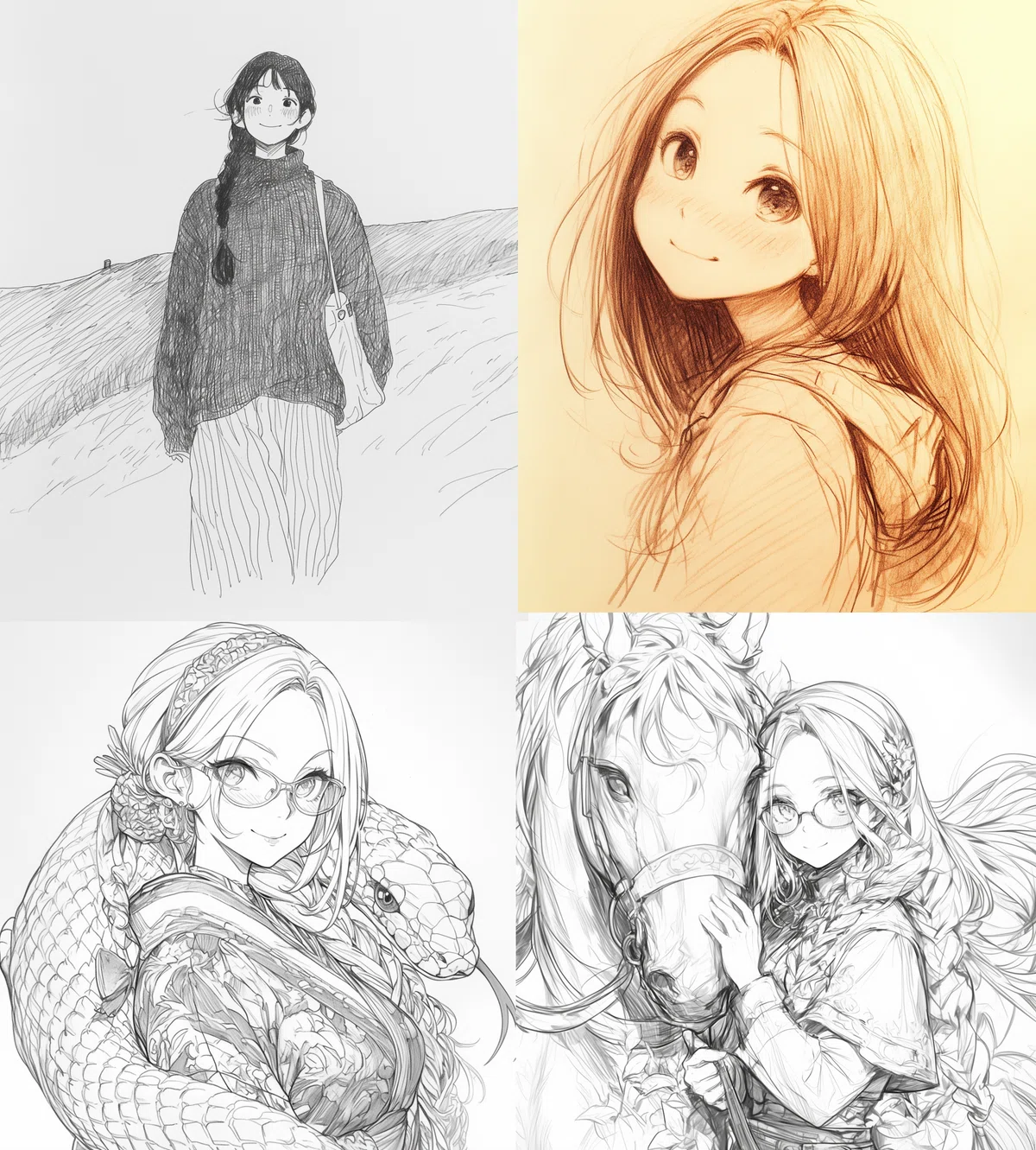 プロンプト付き】AIイラストの表現力、半端ないって！【鉛筆画編】｜黒
