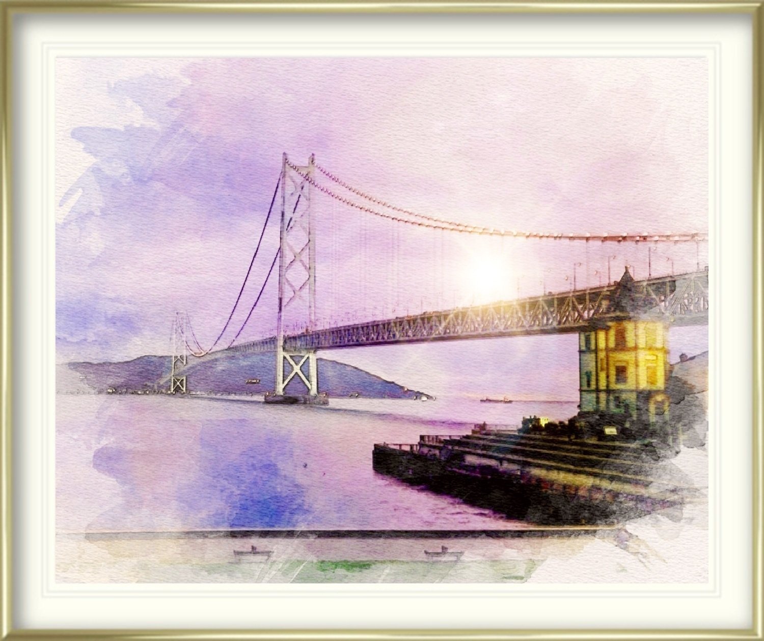 絵画風レタッチ】✨暮れゆく光✨明石海峡大橋|街角のペガサス 絵画風レタッチ】✨暮れゆく光✨明石海峡大橋|街角のペガサス