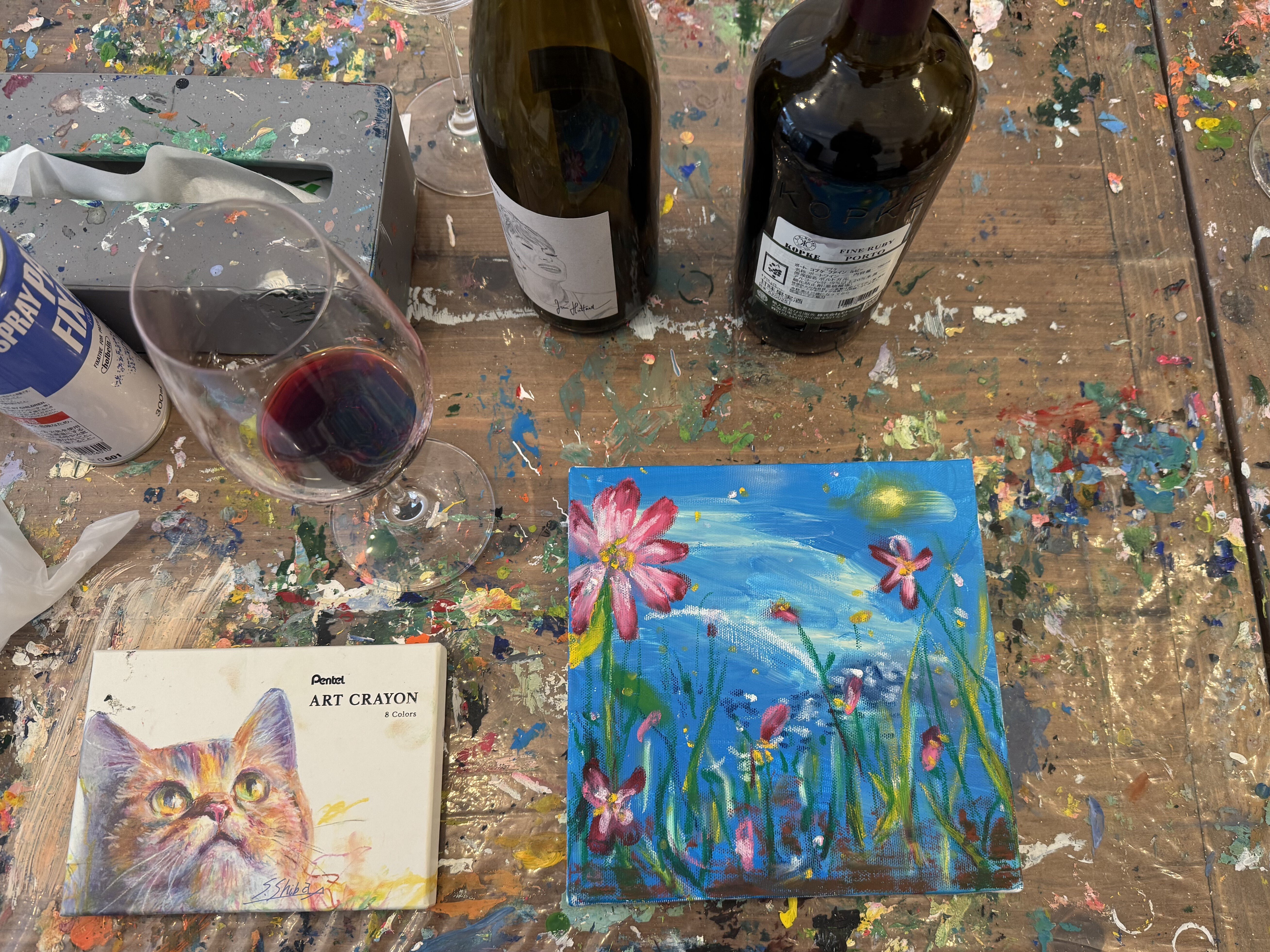 油彩画美味しいワイン