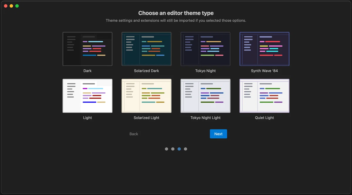 Choose an editor theme type