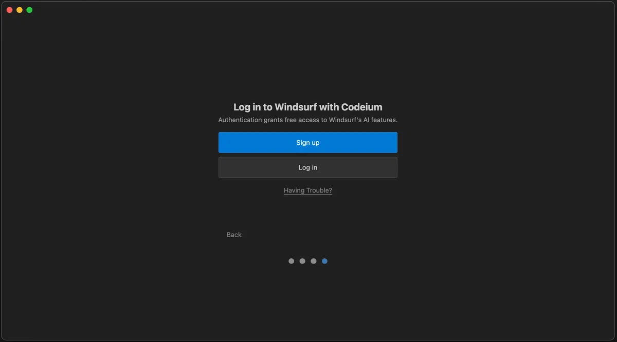 Log in to Windsurf with Codeium