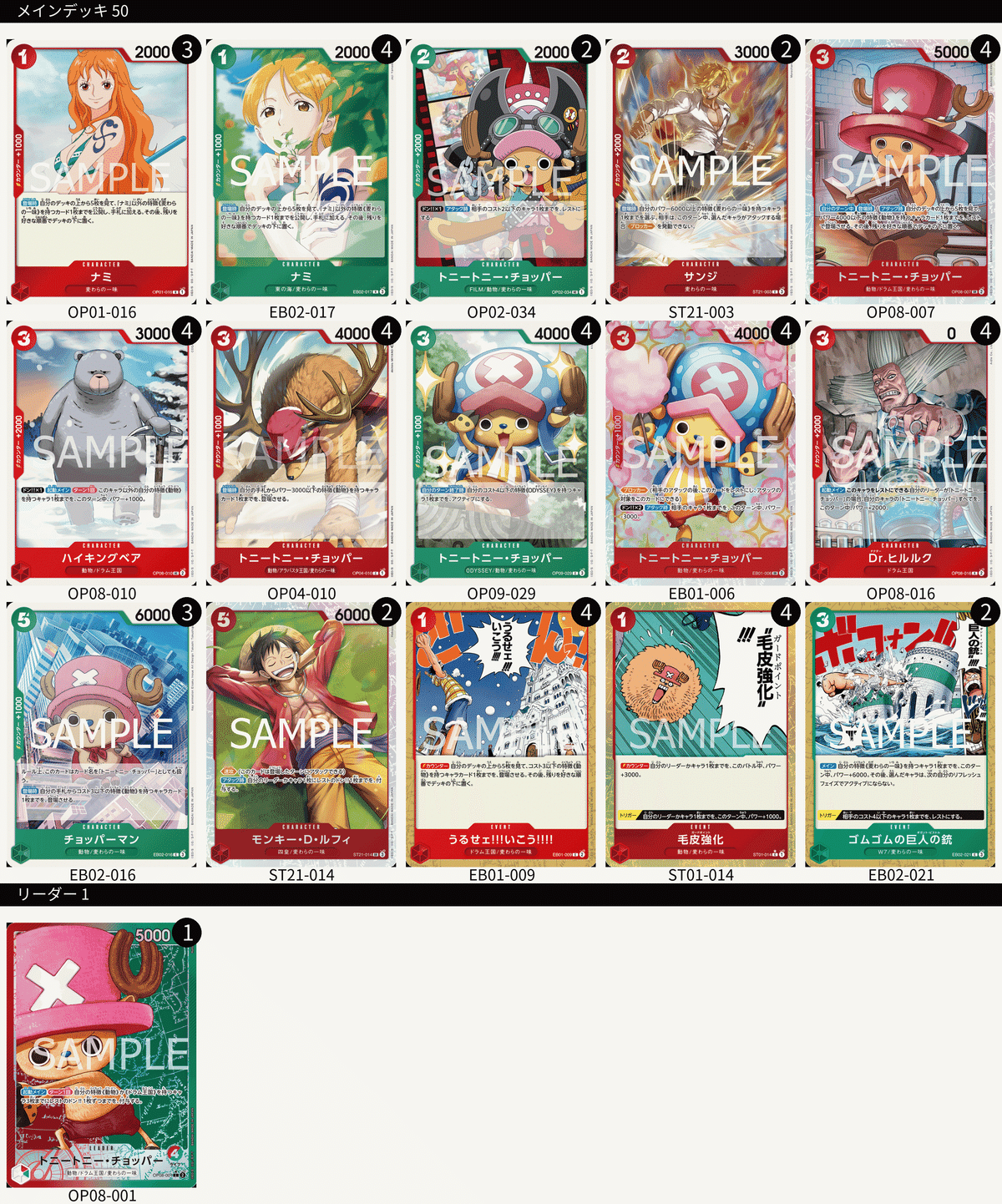 格安販売の 赤緑チョッパー構築概論|月うさぎ ワンピース カードゲーム