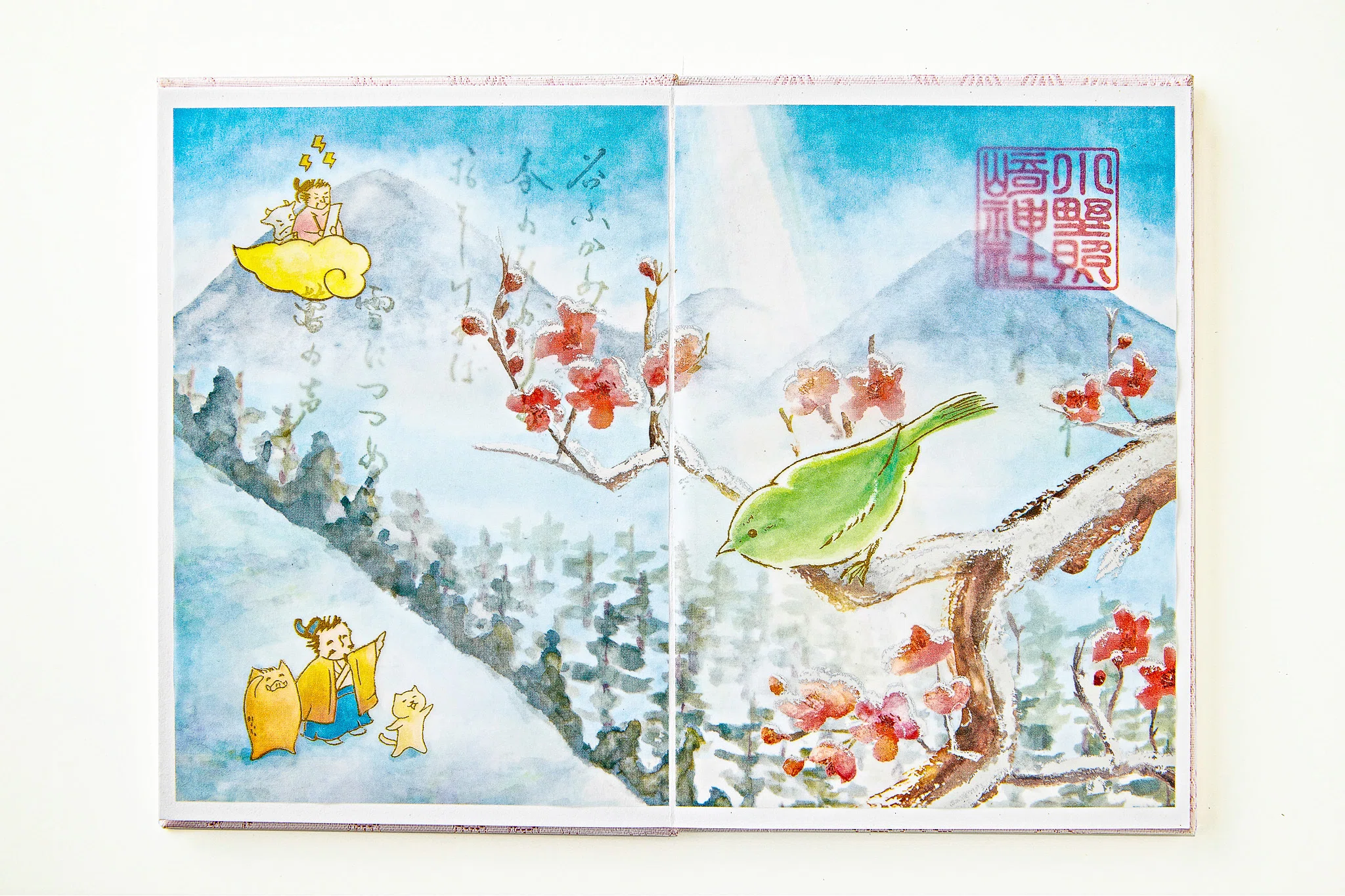絵画　『メルヘンと鶯』　春の絵　アクリル画 楽天市場】鈴木加弥 「 梅に鶯 」 色紙絵 : 内田画廊