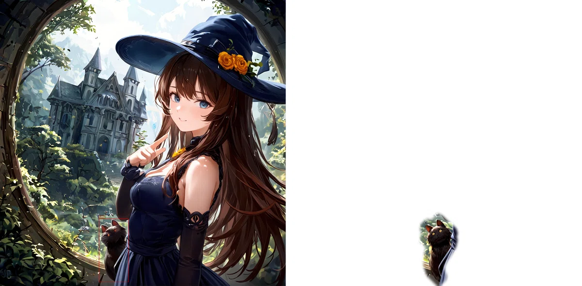 Illustration with cat detected and strongly retouched