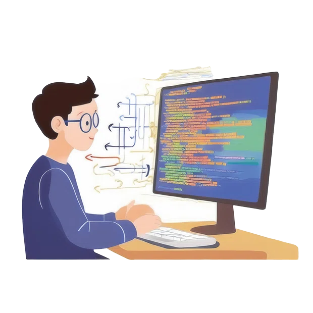 プログラミングをする人のイメージイラスト(画像生成AIで作成)