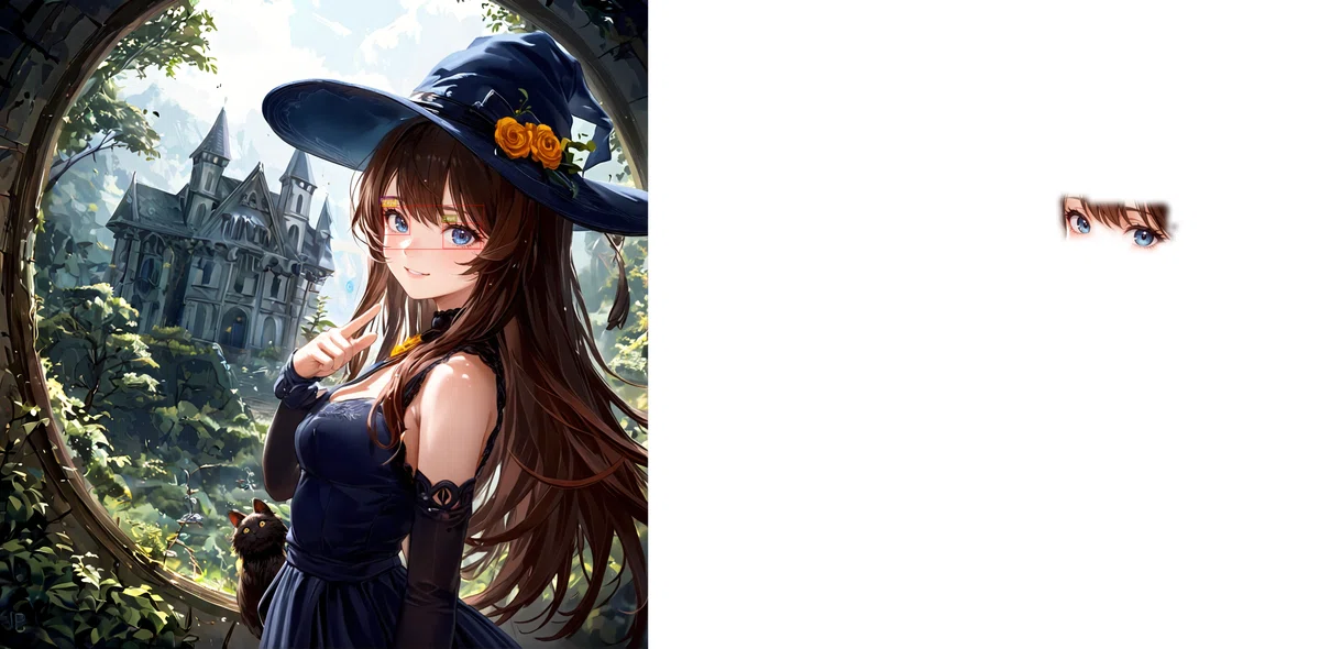 Retouched illustration with eyes detected