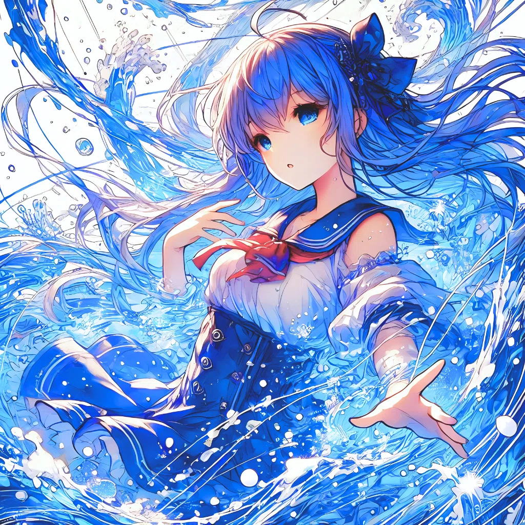 (一点物) 幻想系 美青年 AIイラスト 色紙アート 青の調べ｜AIイラスト｜Alpaka