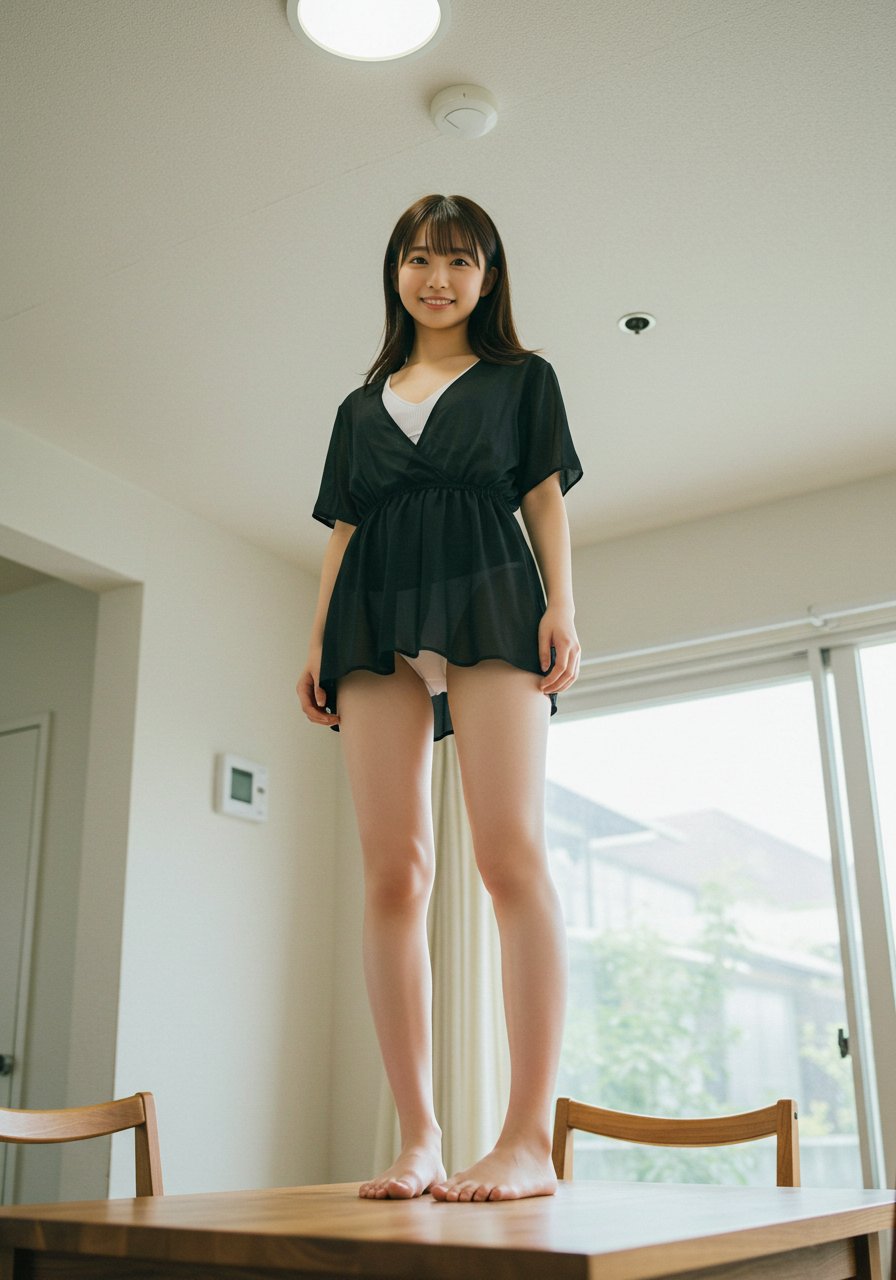 しゃがみパンチラ カメラ目線 ImageFX】下から目線・生成工房｜禁断のニョロうさぎ