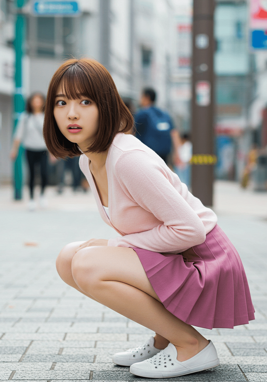 しゃがみパンチラ カメラ目線 ImageFX】下から目線・生成工房｜禁断のニョロうさぎ