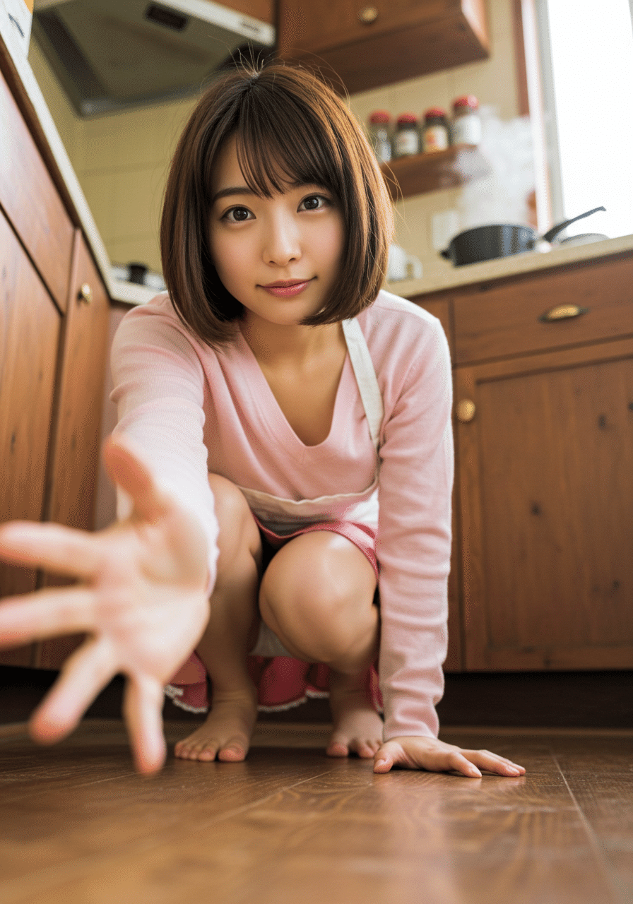 しゃがみパンチラ カメラ目線 ImageFX】下から目線・生成工房｜禁断のニョロうさぎ