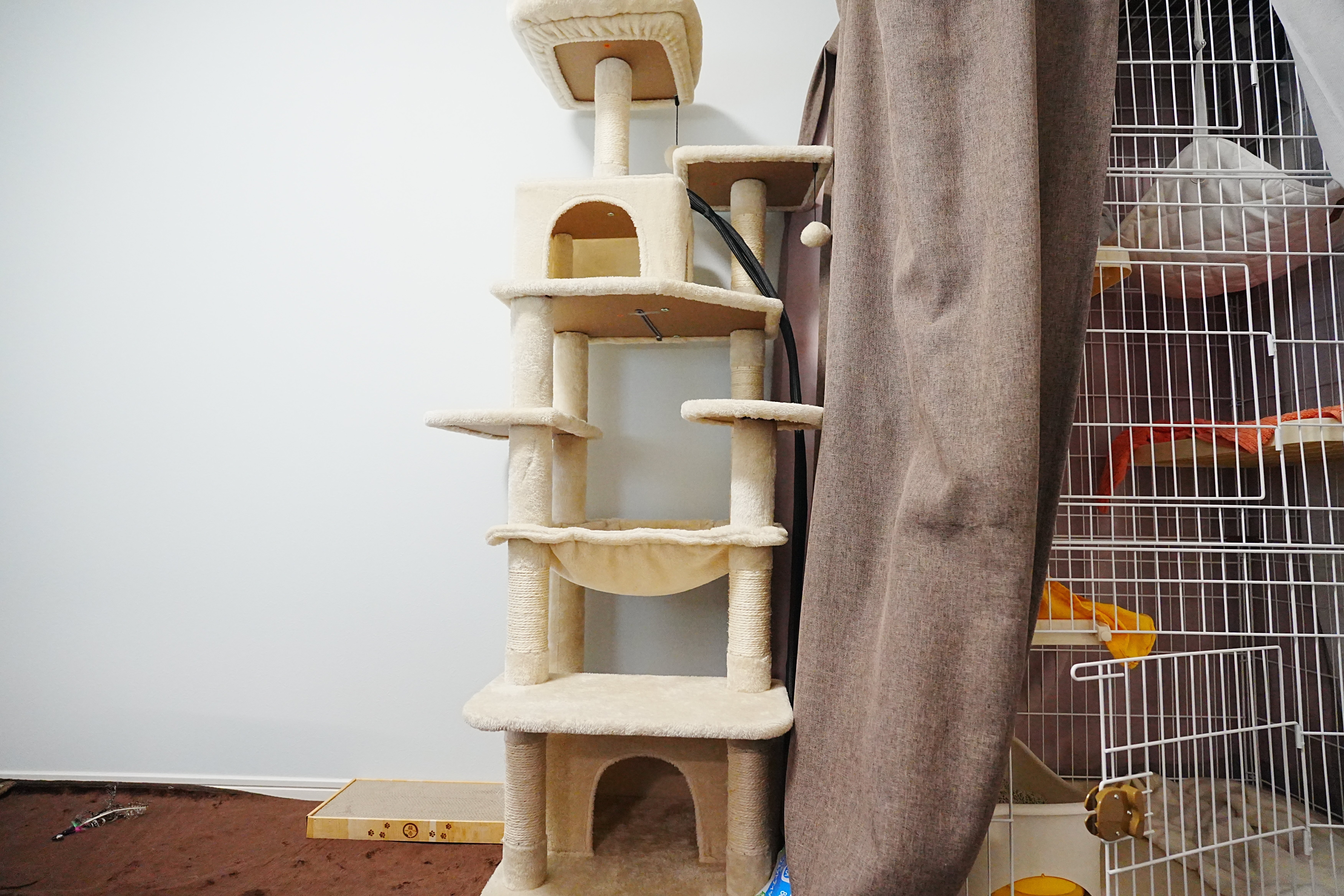 キャットタワー 据え置き 全高185cm 大型猫用 おしゃれ 爪とぎ