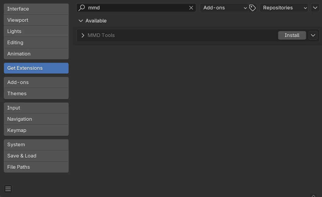 [4.2~]MMD Tools の導入は Extensions から｜MITSUDA Tetsuo