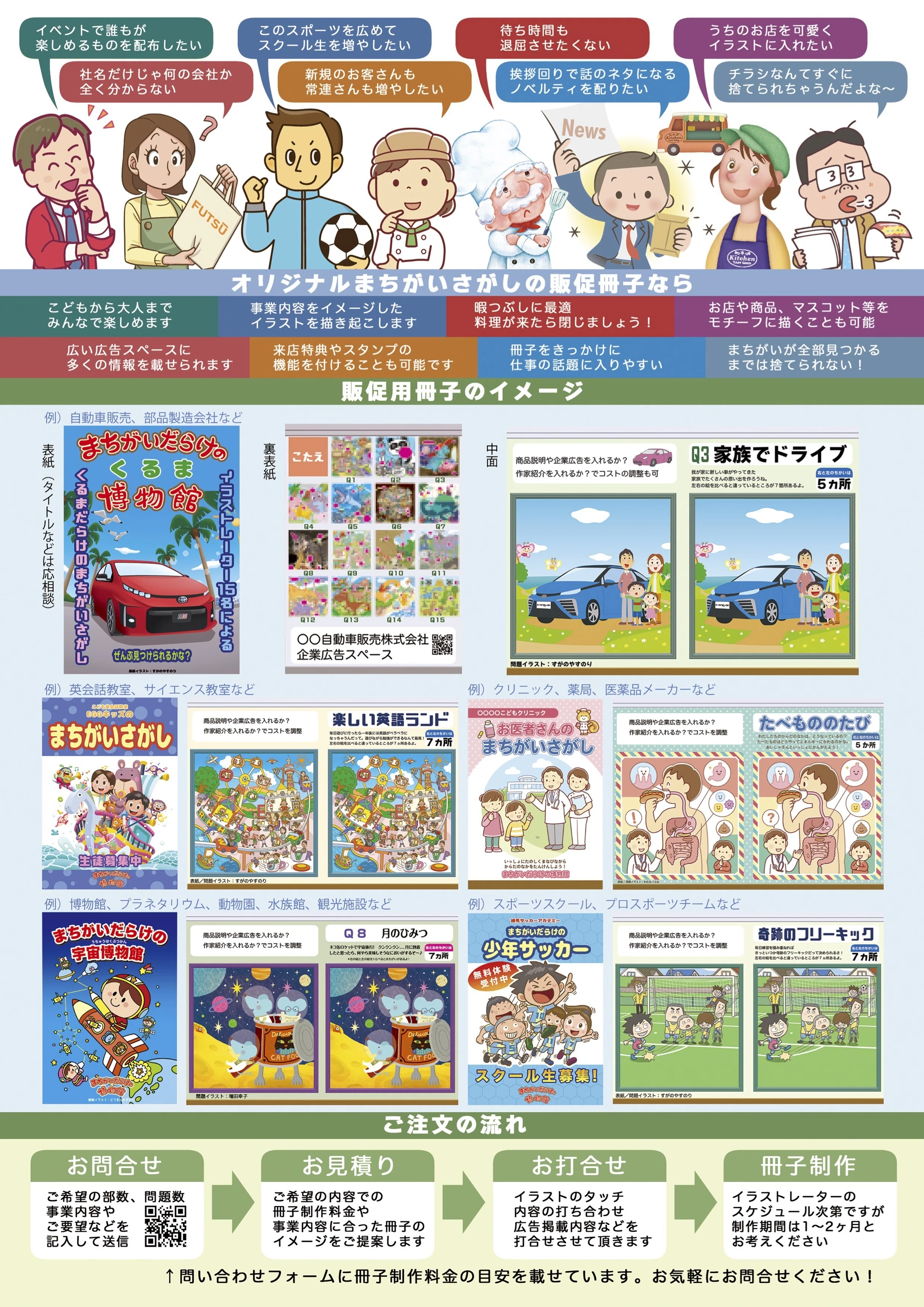 プロのイラストレーターがオリジナルのまちがいさがしイラストを描き