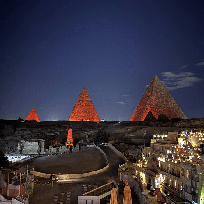 🇪🇬 ギザ#5】音と光のショーもホテルのルーフトップが特等席でした