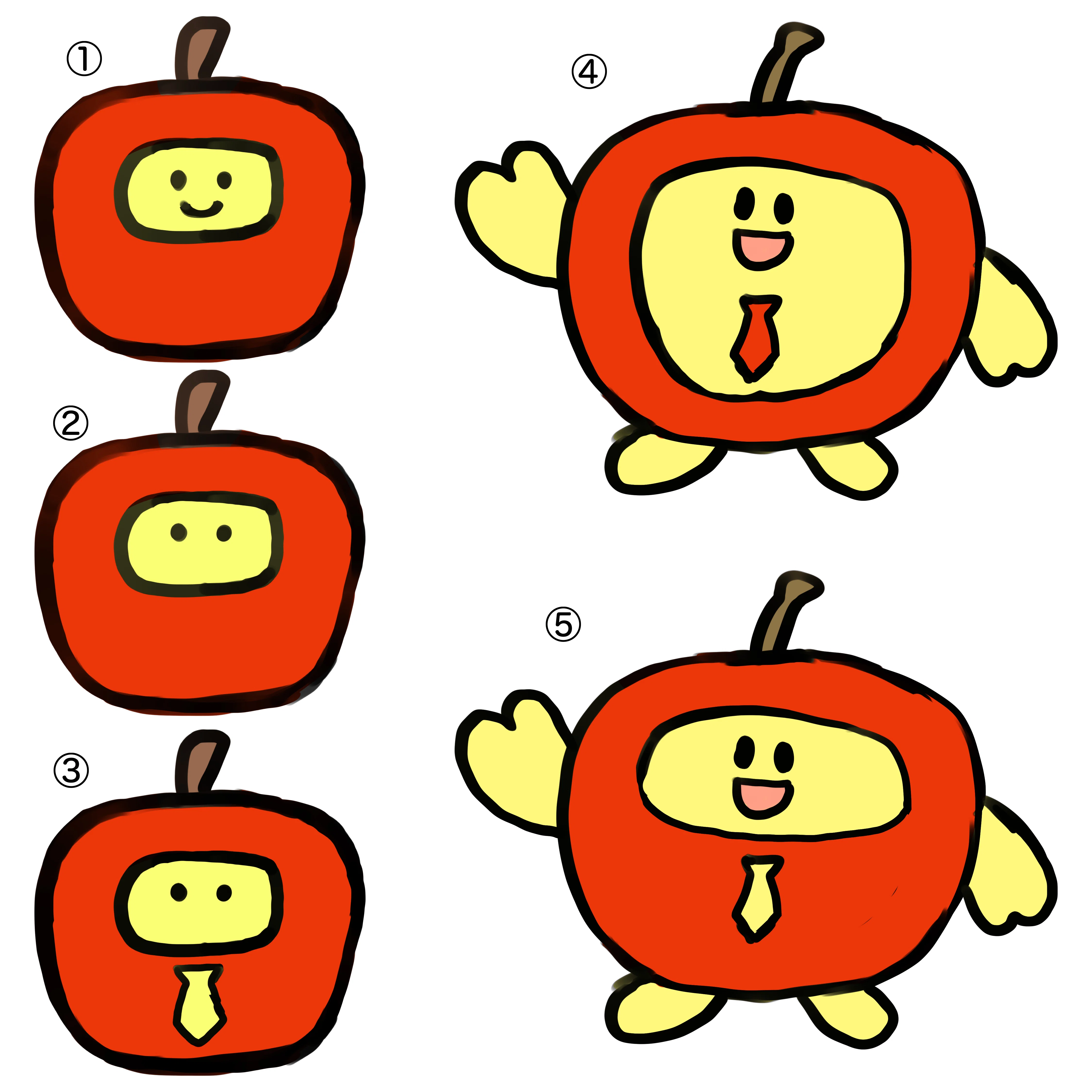270 リンゴのキャラクターデザイン｜テツロウ（イラストレーター）