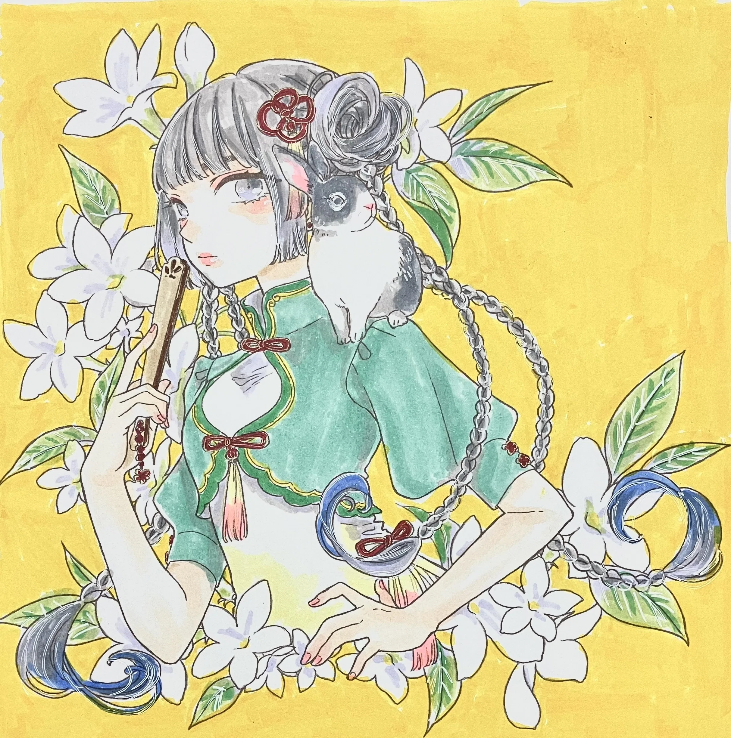 友風子 花笑み可憐な少女と美しい花のぬり絵(塗り絵記録④)｜えいみ