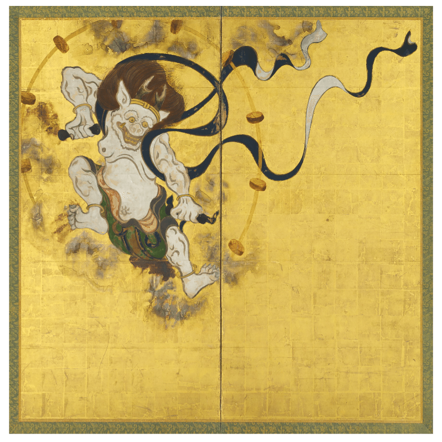 japanese screen俵屋宗達作　風神雷神絵　紀州塗り japanese screen俵屋宗達作 風神雷神絵 紀州塗り