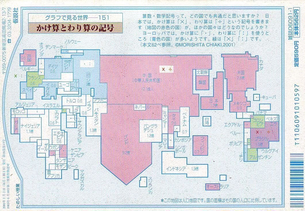 数学記号の話］ かけ算わり算記号は万国共通か?｜森下知昭