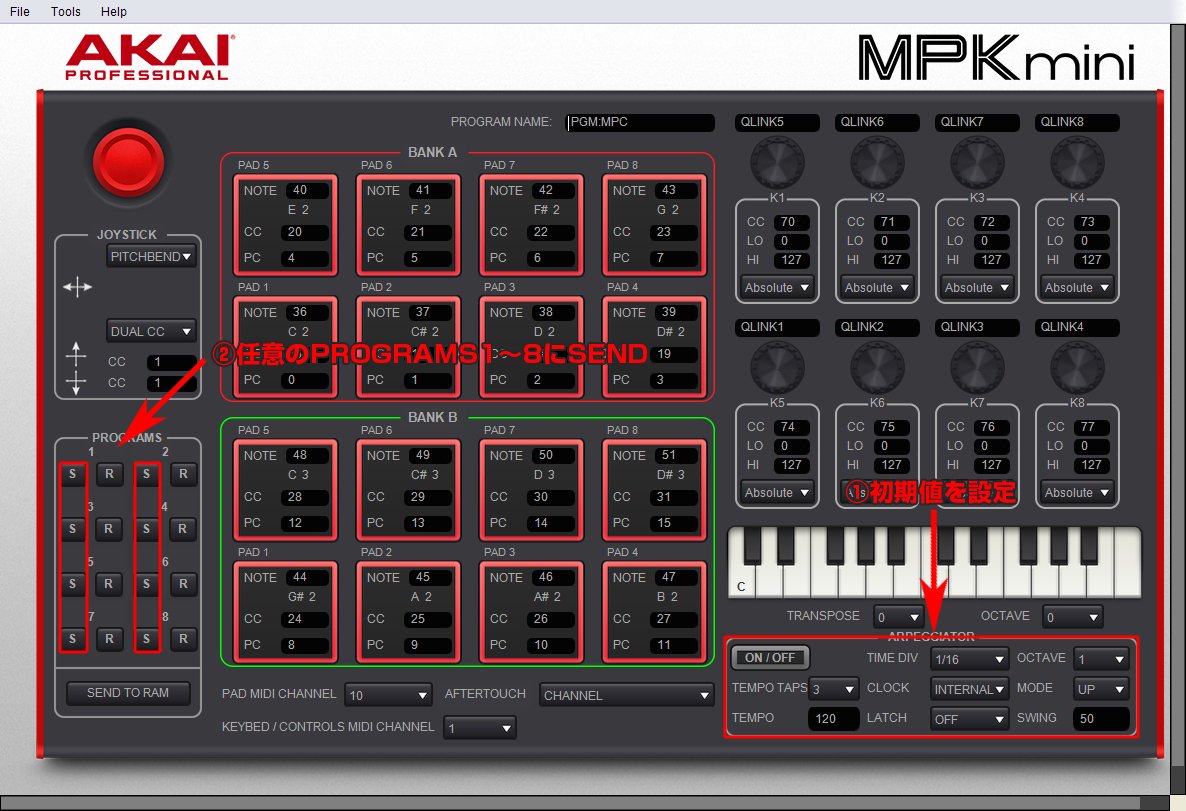 Hardware：MPK mini MK3（アルペジエーターの設定）｜ツキシロ