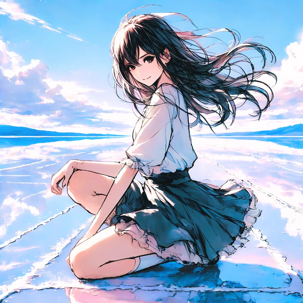 空と水の境界線で｜AIイラスト｜Alpaka