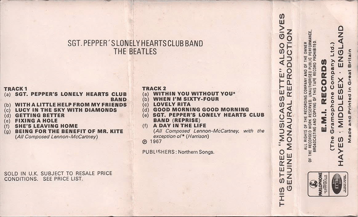 UK製カセット：ビートルズ最初のテープは「Sgt. Pepper's Lonely