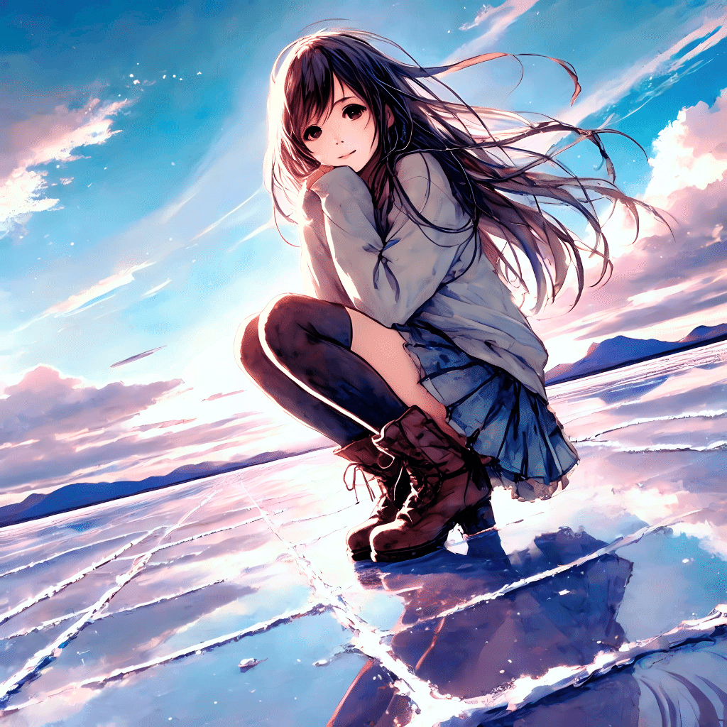 空と水の境界線で｜AIイラスト｜Alpaka