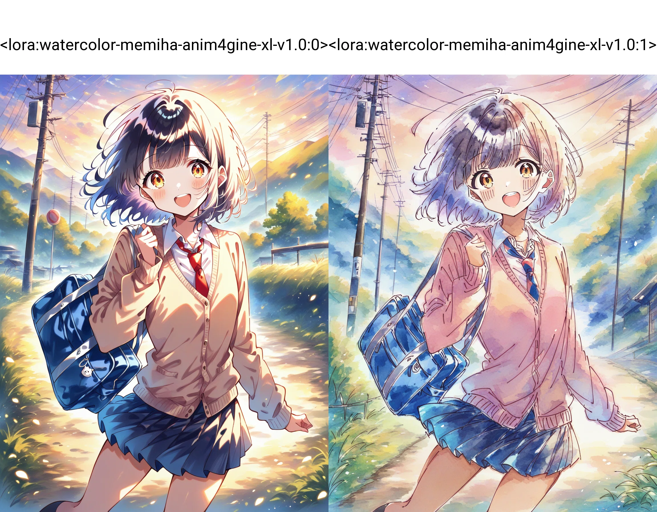 水彩画 原画 cute or cool Animagine XL 4.0用水彩風LoRAのご紹介｜樺野めみは