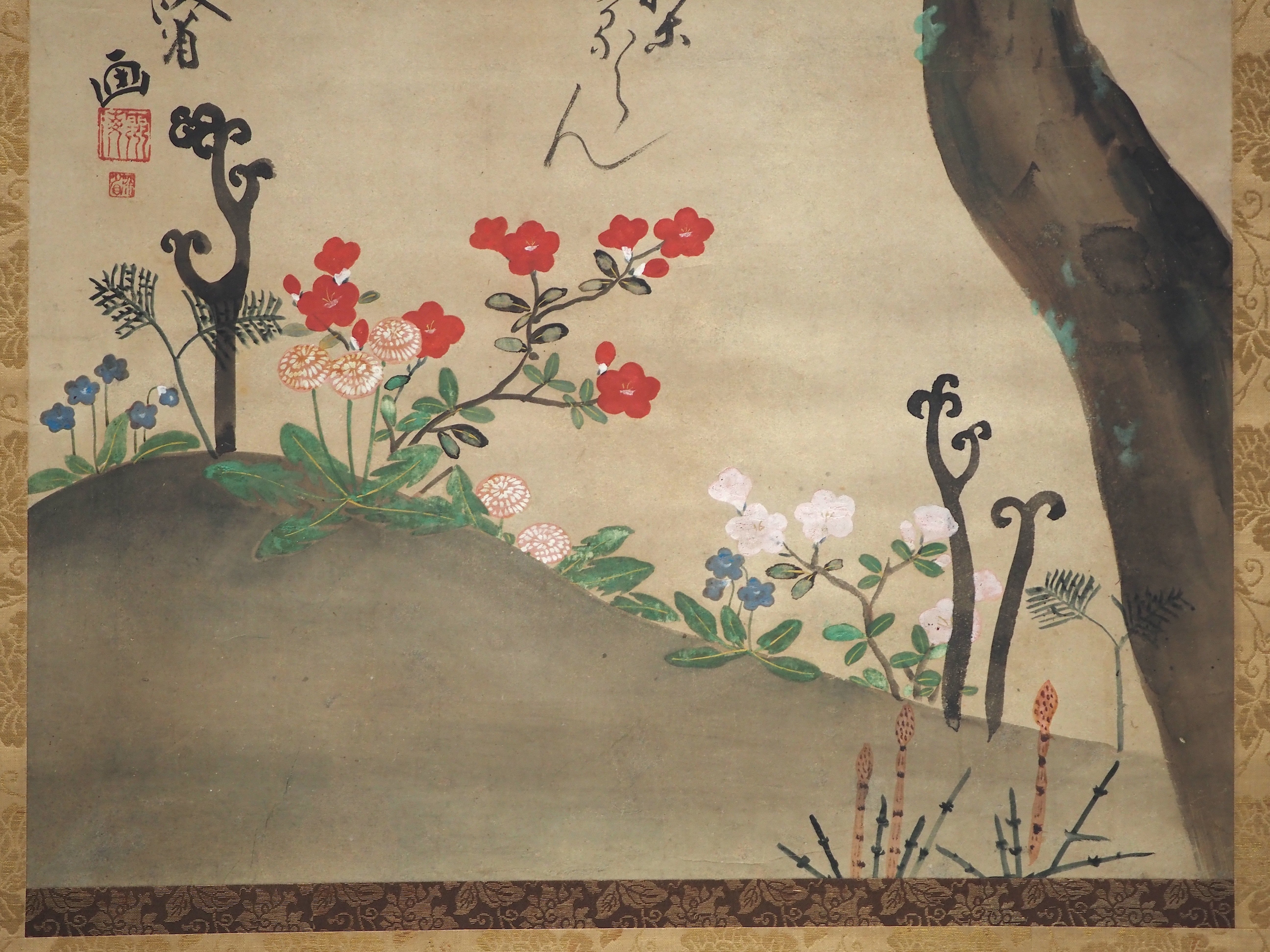 鑑定 琳派絵師・酒井 抱一 柿之図 儒者・亀田 鵬斎 賛 掛軸 二