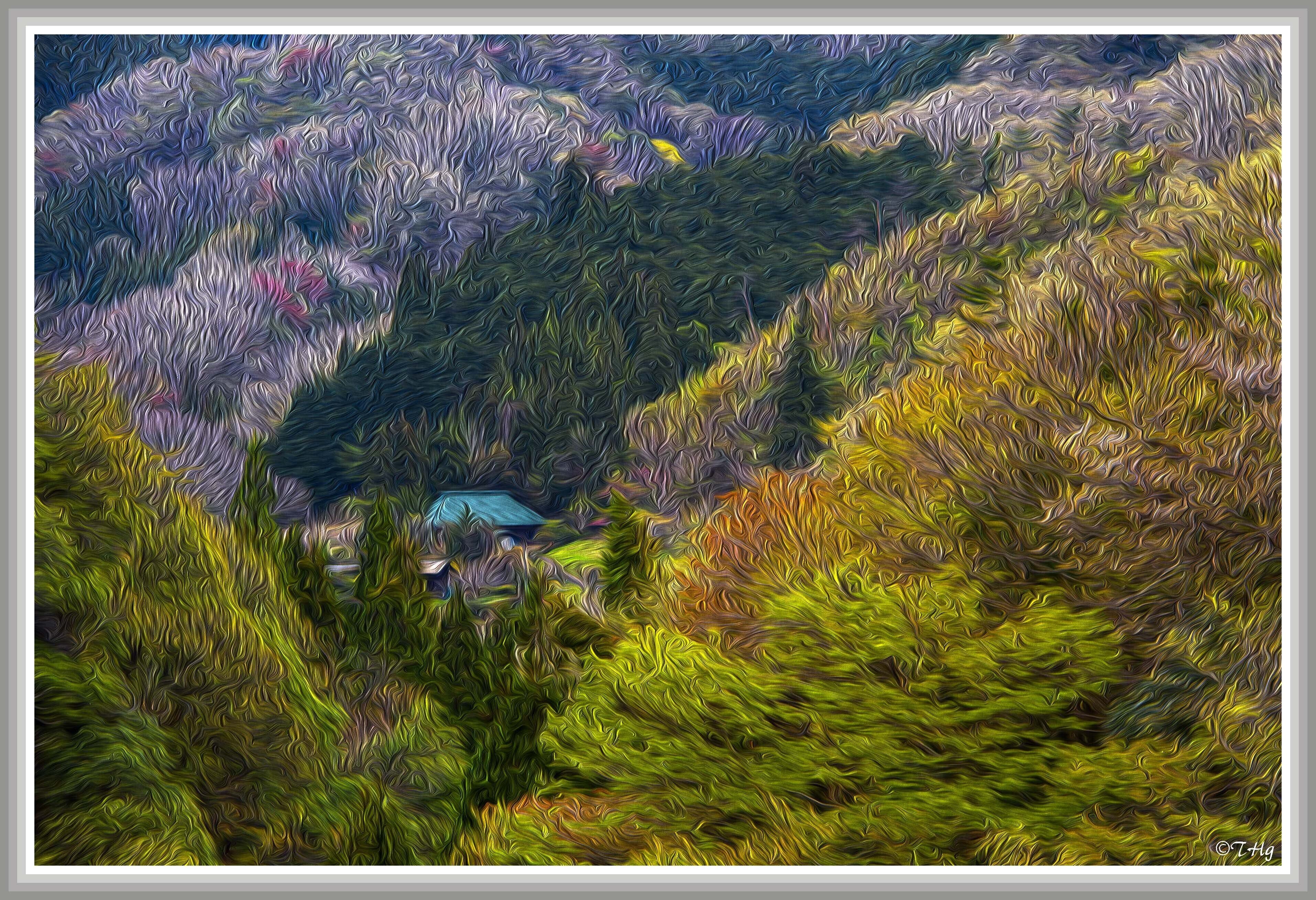 山懐に（In the heart of the mountains・油彩風）｜taka