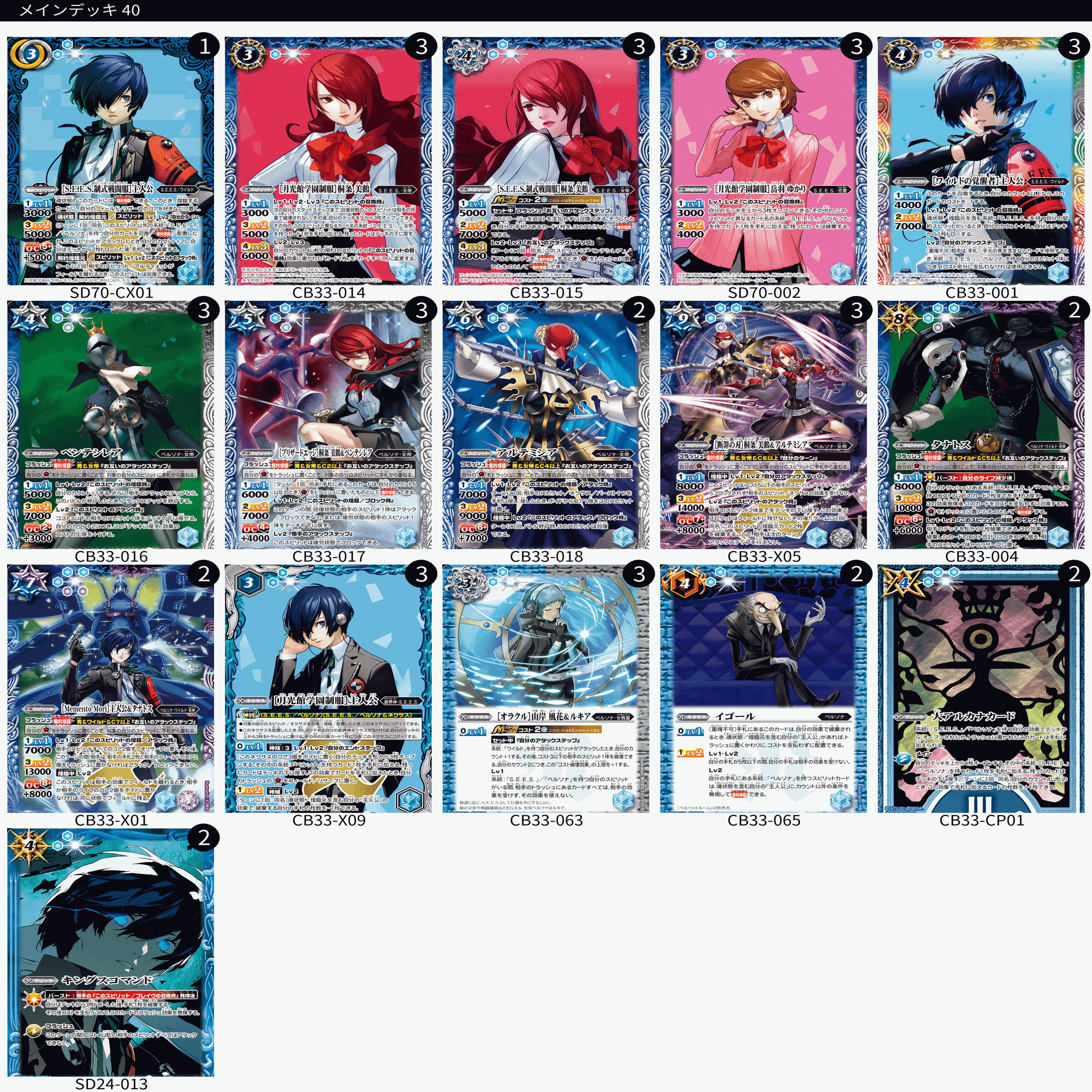 ペルソナ限 主人公デッキ用メモ(仲間キャラ編) 随時更新｜マルタ@バトスピ