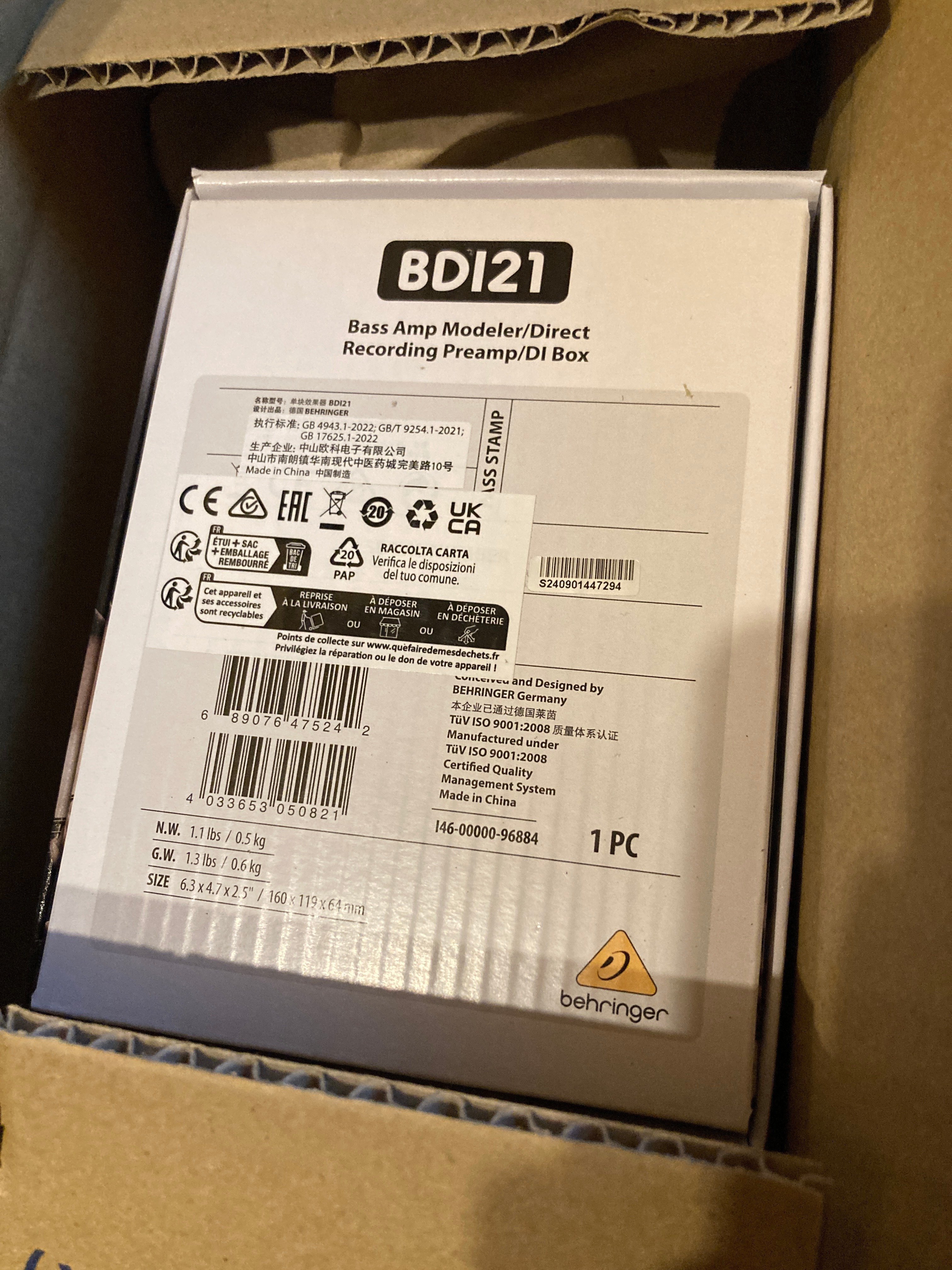 BEHRINGER BDI21 V-Tone Bass ベース用プリアンプDIを買ったよ